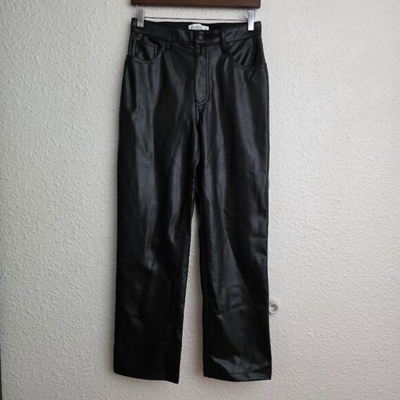 Abercrombie & Fitch The 90s Straight Vegan Leather Pants Womens 29 Short NWT